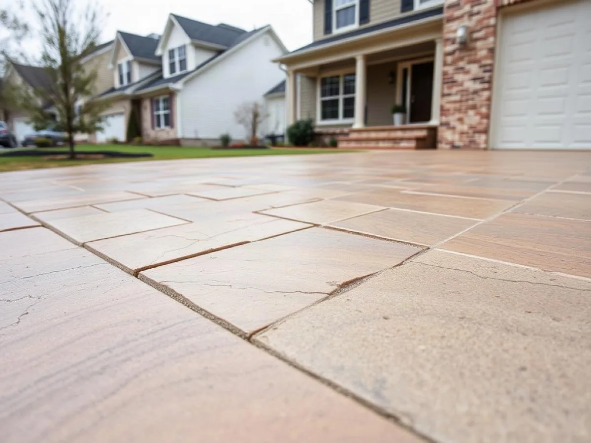 Stamped concrete texture with integral colour and antiquing release
